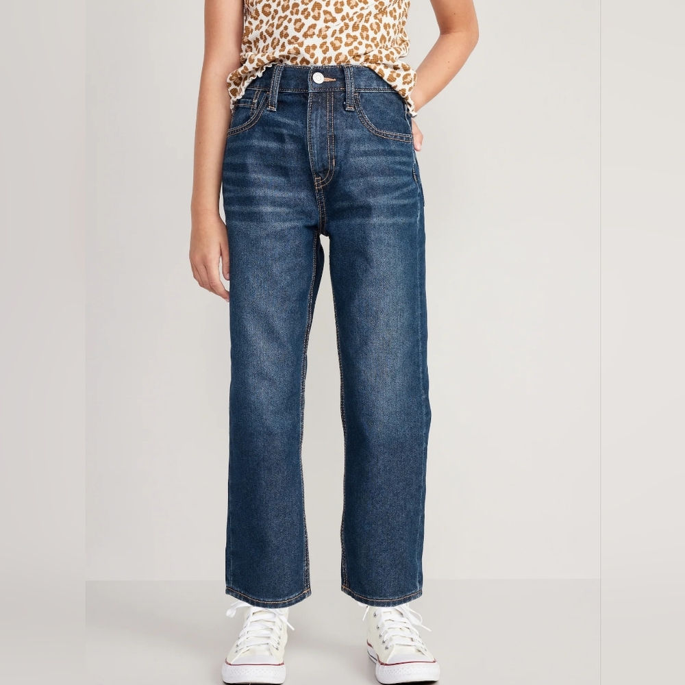 High-Waisted Slouchy Straight Jeans for Girls